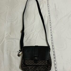 Fossil Black and Brown Patterned Crossbody Bag
